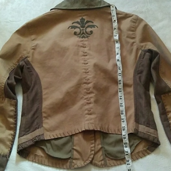 FREE PEOPLE  Fleur De Lis Patchwork Distressed Denim / Chambray Jacket Blazer - Picture 4 of 9